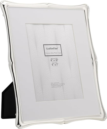 4 x 6'' Premium Alloy Silver Photo Frame - Luxury Display with Real Glass and Velvet Backing,Hi End Décor Metal Frames