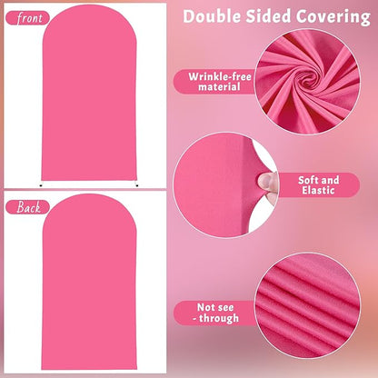 6.6FT Fuchsia Arch Backdrop Cover - Polyester Fitted Wedding Arch Stand Covers Round Top Chiara Arch Backdrop Cover for Birthday Party Banquet Photo Background Decoration