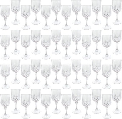 Plastic Wine Glasses，Plastic Goblets Vintage Style Cordial Drinking Glasses for Wedding Reception, Grand Event Party Supplies (100, transparent)