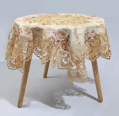 vctops Damask Lace Patchwork Tablecloth Luxury Square Small Table Cover Elegant Floral Embroidered Lace Table Cloth for Party Kitchen Dinning Picnic Decoration (Type G,32"x32")