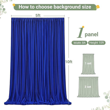 Royal Blue Tulle Backdrop Curtain for Parties Wedding,5ft x 10ft Wrinkle Free Curtain Backdrop,2 Layer Drapes for Backdrop,Polyester Wedding Back Drop for Bridal Shower Birthday Baby Shower