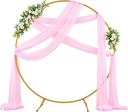 Wedding Arch Draping Fabric Backdrop 1 Panel 30" x 19Ft Pink Drapes Curtains for Wedding Reception Sheer Tulle Backdrop Curtain for Ceremony Birthday Party Baby Shower Arbor Ceiling Decorations
