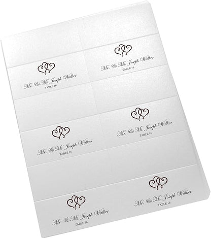 Linked Hearts Printable Place Cards, Chocolate (Choose Color), Set of 150 (25 Sheets), Laser & Inkjet Printers - Wedding, Party, Dinner, and Special Events - Made in the USA