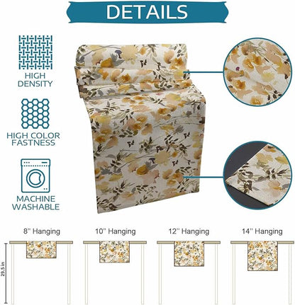 Vintage Orange Flower Cotton Linen Table Runner for Dining Kitchen, Wedding Outdoor Party Tablerunners Decoration, Farmhouse Botanical Floral Retro Dresser Scarf Coffee Tablecloth Runners 13x72 Inches