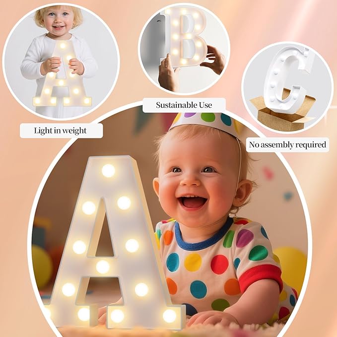 LED Marquee Light Up Letters Sign - Lighted Letters Alphabet for Birthday, Graduation, Bar Wall & Table Party Decor, Wedding Anniversary and Christmas Decorations, Letter M