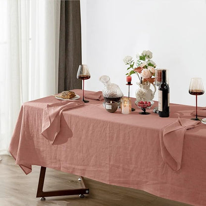Talasily Linen Tablecloth 100% Pure Linen Table Cloth 60x120 Inches Rectangle Tablecloths Washable Cloths for Kitchen, Dining, Buffet Parties, Holidays, Picnic, Weddings and Restaurants-Muddy Pink