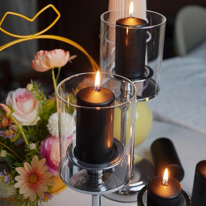 Set of 20 | 2X 4 inch Tall Pillar Candles, Soy Wax. Perfect for Candlelight Dinner, Home Decoration, Party, Wedding.(Black)