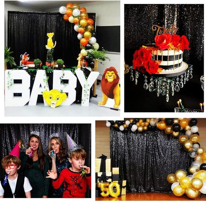 Poise3EHome Black Sequin Backdrop,8FT x 10FT Sequin Photography Backdrop Curtain for Party Decoration