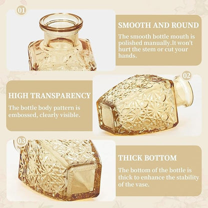 Mini Bud Vases As Wedding Centerpieces for Tables,Clear Bud Vases for Flowers,Small Flower Vases Suitable for Birthday Party,Anniversary,Wedding Reception,Baby Shower (Gold, 12PCS)