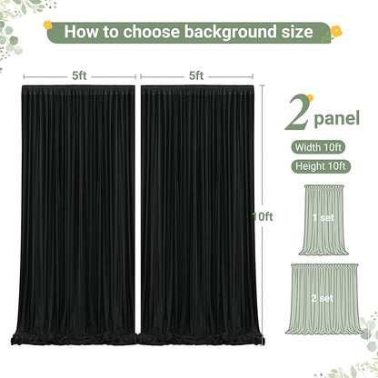 Black Tulle Backdrop Curtain for Parties Wedding,10ft x 10ft Wrinkle Free Curtain Backdrop,2 Layer Drapes for Backdrop,Polyester Wedding Back Drop for Bridal Shower Birthday Baby Shower Photography