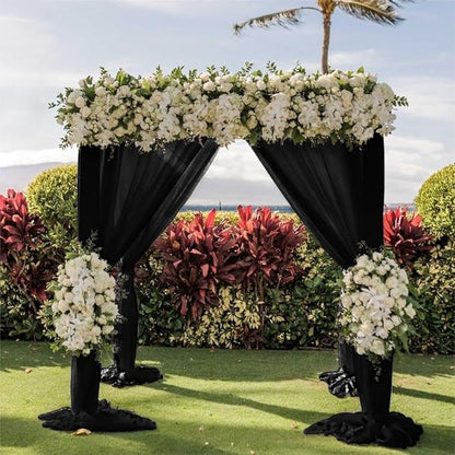 Wedding Arch Draping Fabric 1 Panel 30'' x 18FT Black Sheer Chiffon Arch Drapery for Photo Booth Bridal Shower Baby Shower Church Decor Newborn Photography Christening Outdoor Party