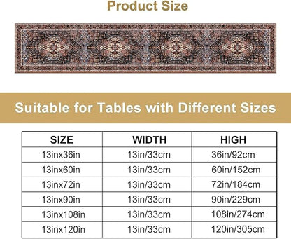 Vintage Boho Floral Table Runner, Rustic Country Farmhouse Black Bohemia Flower Pattern for Home Kitchen Table Decor Dining Coffee Room Party Decor 13x36in