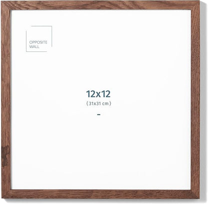 Opposite Wall - 12x12 in - Dark Solid Oak Wood Picture Frame - Lightweight, Versatile & Shatterproof - Wall Hanging Poster or Photo Frame - Wall Decor for Office, Gallery & Home