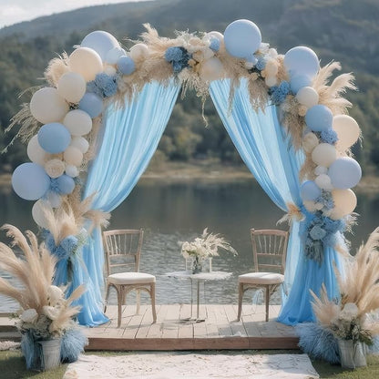 DUOBAO 2 Panels Chiffon Curtains 29"x108" Sheer Backdrop Drape Beach Curtain for Living Room Light Blue Voile Window Drapes for Wedding Ceremony (Sky Blue)
