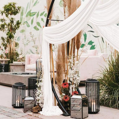Ivory Wedding Arch Draping Fabric 2 Panels 30'' x 18FT Sheer Chiffon Arch Drapery for Photo Booth Bridal Shower Baby Shower Church Decor Newborn Photography Christening Outdoor Party