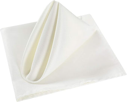 Cloth Napkins 17x17 inch Washable Polyester Dinner Napkins Soft Table Napkins for Wedding Party Dining Banquet(Ivory,12PCS)