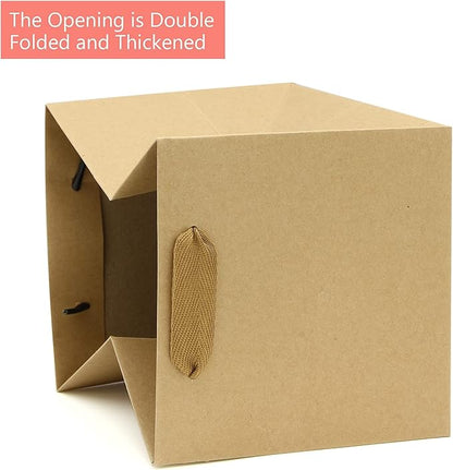 Kraft Paper Gift Bag Small Square Bottom Kraft Paper Bags with Handles (Natural Kraft, 6 x 6 x 6 in, 10 CT)