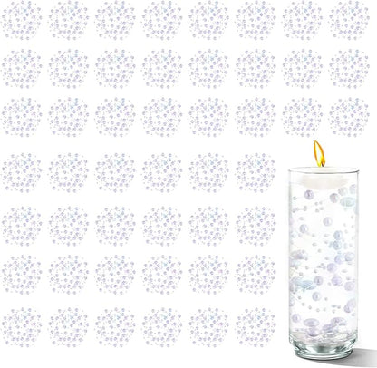 50 PCS Artificial Floating Beads for Centerpieces Vases, White Porcelain AB 8+3mm String Beads for Wedding Party Pearl String for Decor, String Pearls for Crafts Vase Filler