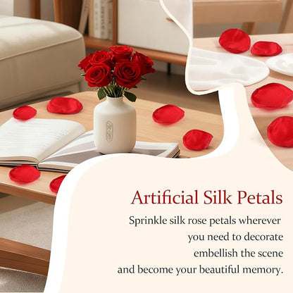 300pcs Dark Red Faux Silk Rose Petals - Perfect for Wedding Aisles, Flower Girls, Tables, Party Confetti, Bridal Showers and Home Decor