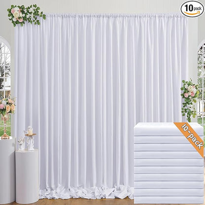 50ft x 10ft Thick Ivory Backdrop Curtains for Parties, 10 Panels 5ft x 10ft Non See Through Ivory Polyester Wedding Drapes Photo Backdrop for Birthday Party Graudation Photography Home Decor
