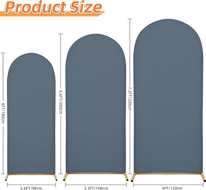 Wedding Arch Covers Arch Backdrop Cover Arch Stand Covers 7.2FT 6.6FT 6FT Set of 3 Arch Cover Spandex Fabric Stretchy Backdrop for Wedding Birthday Party Decoration Baby Shower (Dusty Blue)