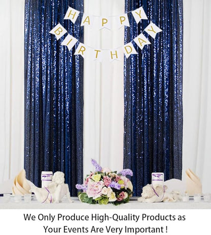 ShinyBeauty Sparkle Backdrop Curtain Navy Blue 2 Panels Set Sequin Photo Backdrop 2FTx8FT Sequin Backdrop Curtain Pack of 2-1220S