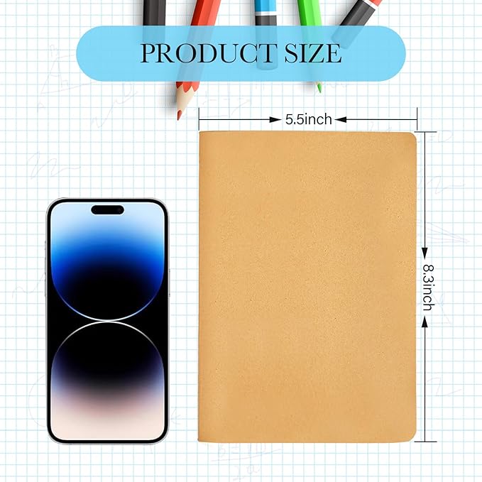 100 Pack Notebooks Bulk, Journaling Kraft Notebooks 5.5 x 8.3 A5 Softcover Notebook for Travelers Students Office Writing Sketch Travel Journal Notepad with 72 Pages 36 Sheets (Brown-Unlined)
