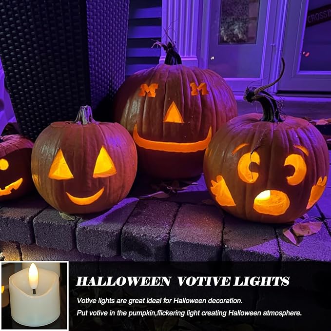 12 Pack Battery Operated Votive Candles 1.5 x 1.67 inches Flameless Votive Tealights Black Wick Tea Lights LED Electric Fake Candles Realistic for Wedding Christmas Thanksgiving Party Decoration