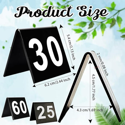 60 Pcs Black Acrylic Table Numbers 1-60 Double Sided Restaurant Table Order Number Wedding Numbers Cards for Party Banquets Service Receptions