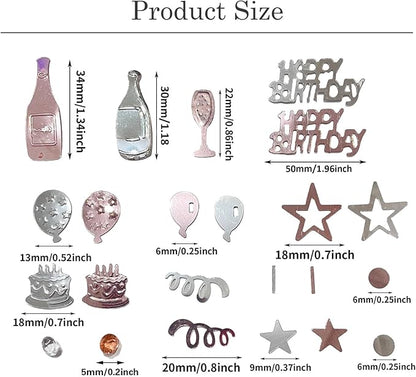 Pink Happy Birthday Confetti, Birthday Decorations Confetti Metallic Foil Table Scatter Decorations for Party Decor, Baby Shower Decor for Gilrs Women, DIY Arts and Crafting