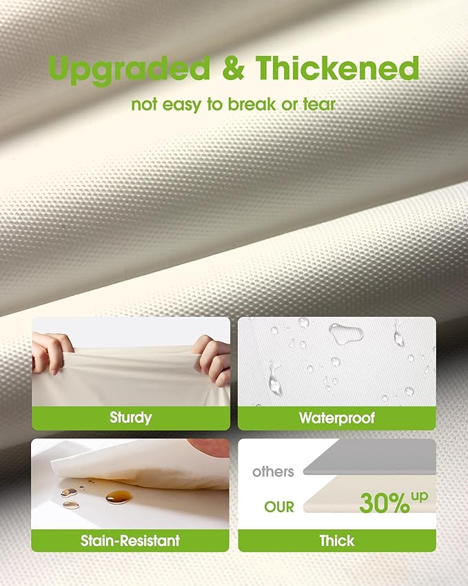 Pureegg Plastic Table Cloth Disposable 10 Pack, 54 x 108 Inch Table Cloths, Party, Wedding, Thanksgiving Decorations, Fall Tablecloths, Rectangle, Beige Plastic Cover, Leakproof & Sturdy, Cream, Ivory