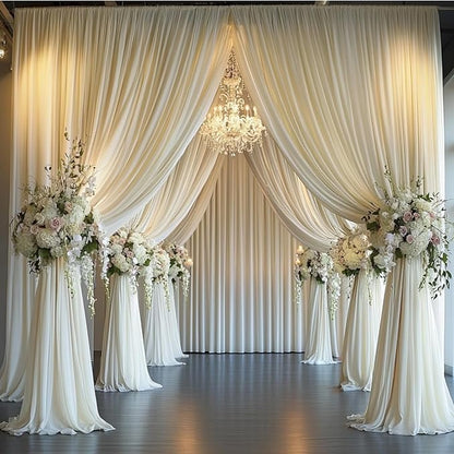 30 ft x 10 ft Wrinkle Free Ivory Backdrop Curtain for Wedding Parties, Polyester Ivory Photo Backdrop Drapes 6 Panels 5x10ft for Baby Shower Photoshoot Engagement Birthday Party Photography Background