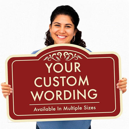 Custom Decorative Outdoor Metal & Aluminum Signs, Personalized Driveway Signs, Waterproof USA Made, Design 1 Red Brick 18x12