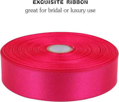 Hot Pink Solid Satin Ribbon 1 Inch 50 Yards Solid Polyester Fabric Ribbon for Gift Wrapping Wedding Christmas Baby Shower Birthday Party Decoration Handmade Immortal Flower Craft