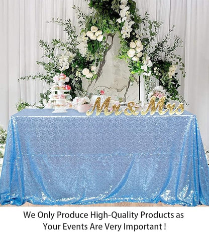 ShinyBeauty Square Tablecloth 72x72-Inch Sequin Tablecloth Overlay Baby Blue Table Cover Sequined Table Cloths for Wedding Light Blue Shimmer Tablecloth Linen Square Table Overlay for Cocktail/Cake