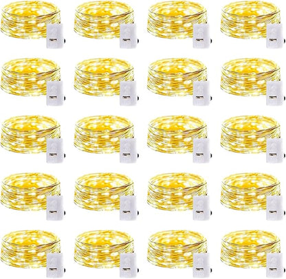 20 Pack LED Fairy Lights Battery Operated,3 Features Blinking Slowly Blinking & just on 7FT 20 LED Waterproof Mini Twinkle String Lights for Wedding Mason Jars Party Christmas Decorations(Warm White)