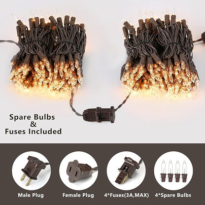 Clear Christmas Lights, 69.6ft 300ct Incandescent Christmas Lights, Connectable Outdoor Mini Tree Light Xmas Fairy Light, 120V UL Certified Indoor String for Xmas Party Birthday, Warm White
