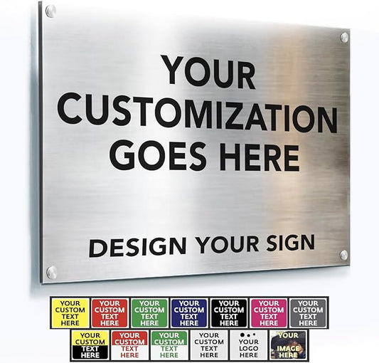 Custom Outdoor Metal Signs, Personalized Aluminum Signs, Customized Safety Signs, Metal Business Signs, Waterproof Outdoor Business Signs, White Aluminum (Silver Brushed, 30x24 In)
