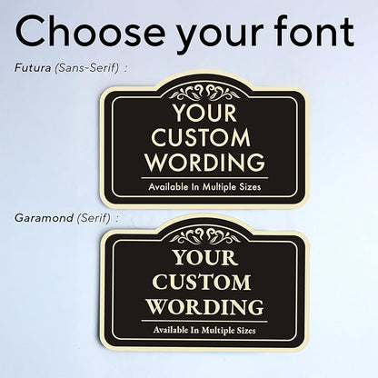 Custom Decorative Outdoor Metal Signs, Aluminum, Customized Driveway Signs, Waterproof, Made In USA, Style 1 Black Charcoal 14x10 In