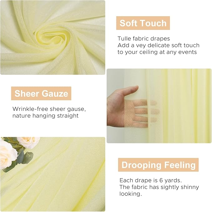 Wokceer Wedding Arch Draping 2 Panels 28.7" x 20FT Beige Sheer Fabric Backdrop for Ceremony, Birthday Party, Bridal Shower Decoration