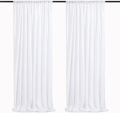 White Sequin Backdrop 2 Panels Curtains 2FTx8FT Party Backdrop Glitter Birthday Wedding Curtains Sparkle Photo Background