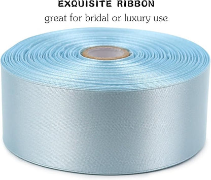 Sky Blue Solid Satin Ribbon 1-1/2 Inch 50 Yards Solid Polyester Fabric Ribbon for Gift Wrapping Wedding Christmas Baby Shower Birthday Party Decoration Handmade Immortal Flower Craft