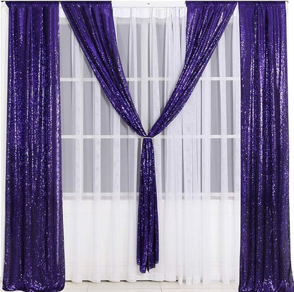Eternal Beauty Sequin Backdrop Curtains, 2x8 Ft-2 Panels Purple Back Drop for Shimmer Photography Party Wedding Birthday Decor