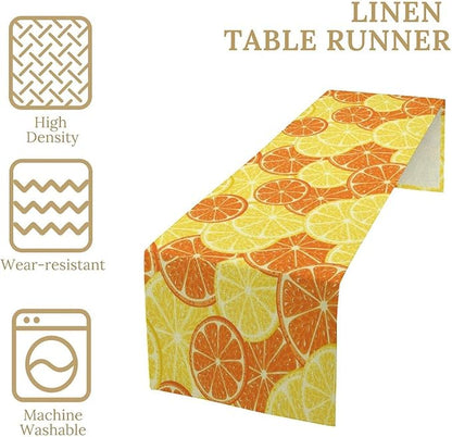 Orange Lemon Table Runner Spring Summer Orange Lemon Slices Botanical Fruit Dinner Runner for Farmhouse Baby Shower Party Holiday Home Kitchen Dining Table Decor 13x60