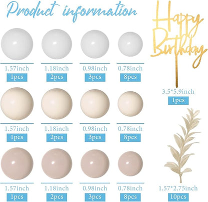 MIAHART Ball Cake Toppers Boho Grass Cake Topper Ball Cake Insert Decoration for Birthday Wedding Baby Shower Party Decorations Boho Themed Party Supplies (Khaki，white，ivory white)