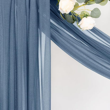MLMC Dusty Blue Wedding Arch Draping Fabric 1 Panel 29" x 20 FT Extra Long Gauze Drapes Sheer Backdrop Curtains 6.6 Yards Outdoor Drapery Panels for Wedding Bridal Shower Party Ceiling Decoration