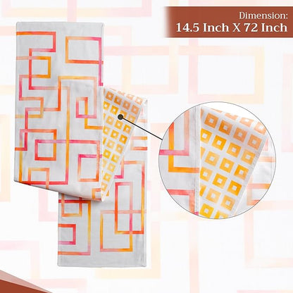 Maison d' Hermine Table Runner 100% Cotton Double Layer Table Runners 72 inches Long Decorative for Kitchen Dining Party Baby Shower Wedding Bridal Shower Spring Summer (Summer Maze, 14.50" x 72")