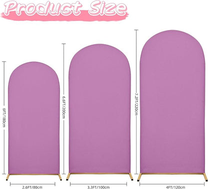 Wedding Arch Covers Arch Backdrop Cover Arch Stand Covers 7.2FT 6.6FT 6FT Set of 3 Arch Cover Spandex Fabric Stretchy Backdrop for Wedding Birthday Party Decoration Baby Shower (Lilac)