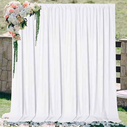 Sugargirl 10x10FT White Backdrop Curtains Polyester Photo Backdrop Drapes Curtains 2 Panels with Rod Pockets for Party Birthday Wedding Photography Home Decoration
