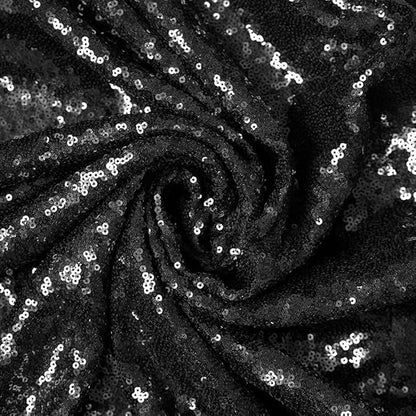 JYFLZQ Black Sequin Backdrop Curtains 4ft x 8ft 2 Panels Glitter Photo Booth Backdrops Sparkly Photography Background Drapes for Halloween Father's Day Graduation Birthday Parties